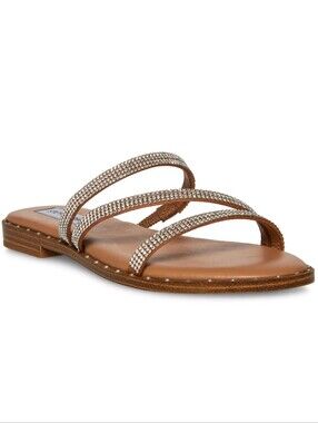 NEW Steve Madden Women's Nude Jeweled Slide Sandals